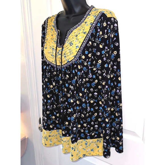 Style & Co Printed Peasant Top Floral Swing Top Long Sleeve - Picture 4 of 5